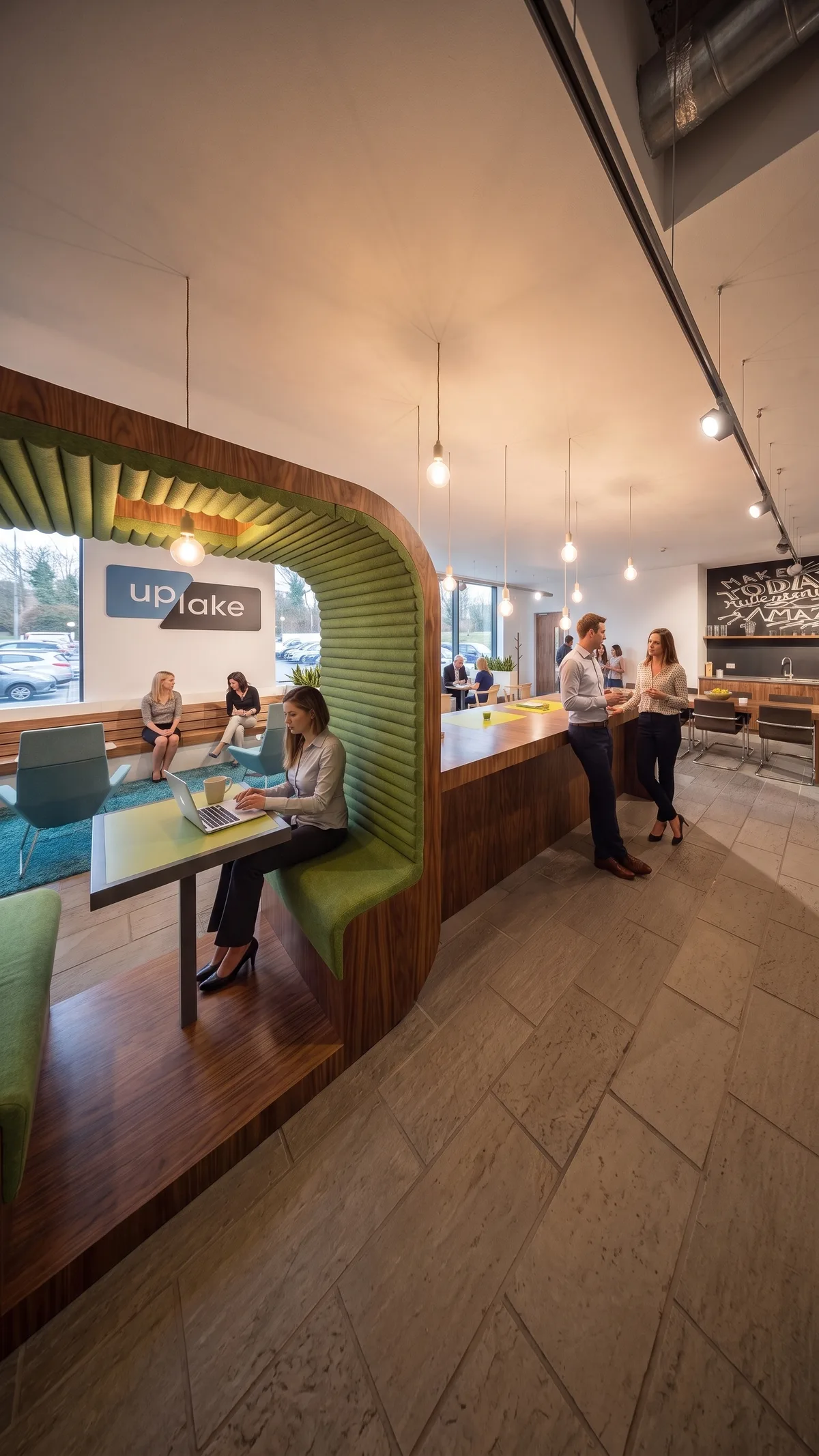 Zitnis in het ZZP-café met werkende huurders aan de koffiebar